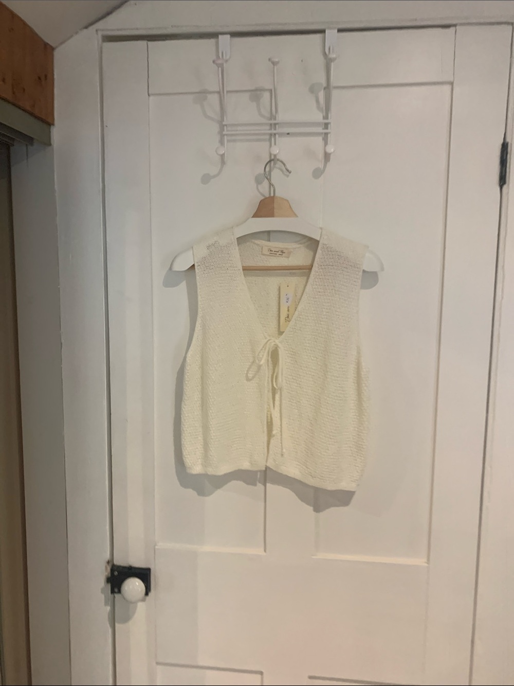 Knit Tie-Front Vest Top - Cream